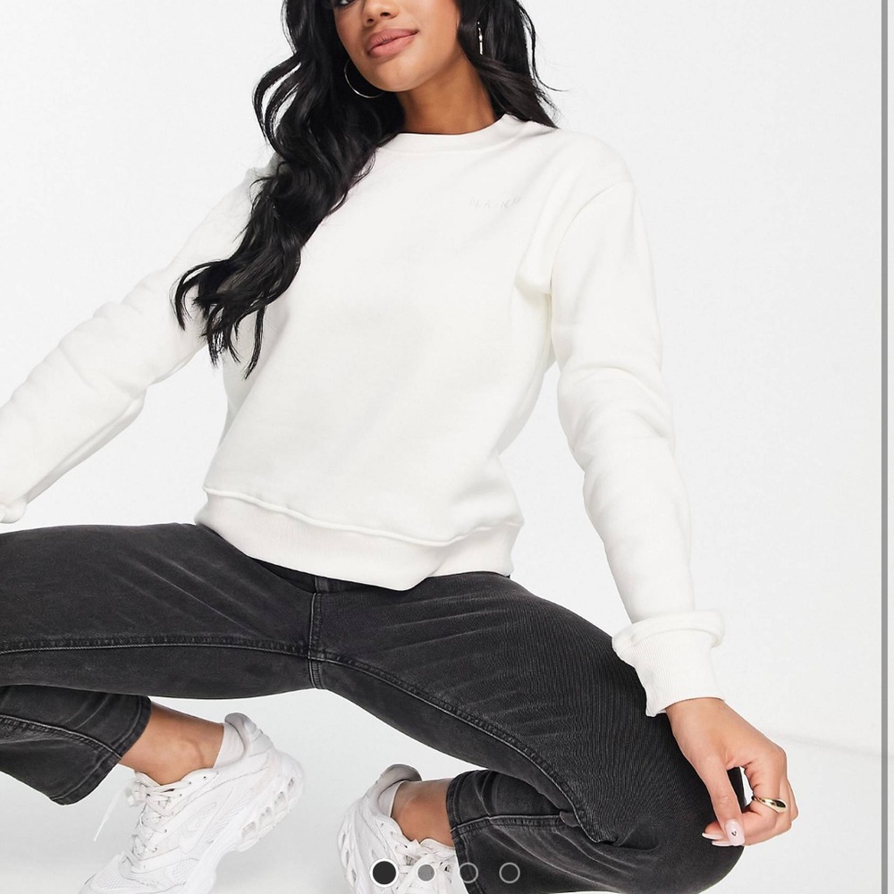 Na-kd cotton logo print sweatshirt in off white